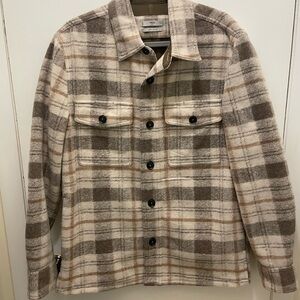 Mango Plaid Shirt Jacket in Brown and Cream